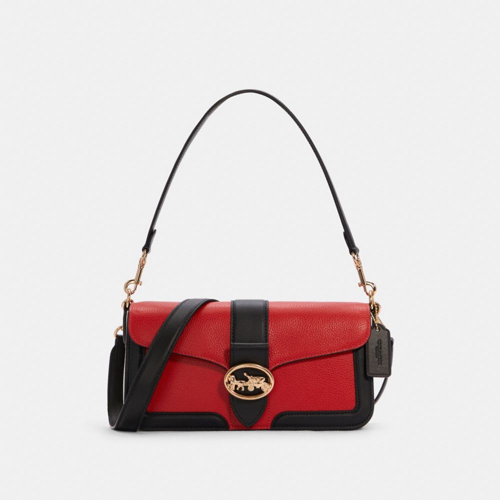 Georgie Shoulder Bag In Colorblock - GOLD/BRIGHT POPPY MULTI - COACH 6019