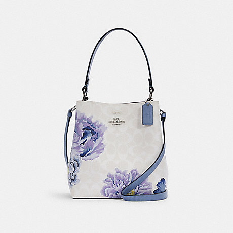 COACH 6024 SMALL TOWN BUCKET BAG IN SIGNATURE CANVAS WITH KAFFE FASSETT PRINT SV/CHALK-MULTI/PERIWINKLE