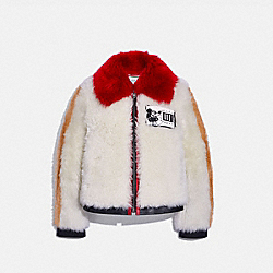 DISNEY MICKEY MOUSE X KEITH HARING SHEARLING JACKET - CREAM - COACH 6039