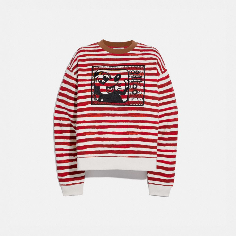 COACH 6046 - DISNEY MICKEY MOUSE X KEITH HARING CREWNECK RED/WHITE