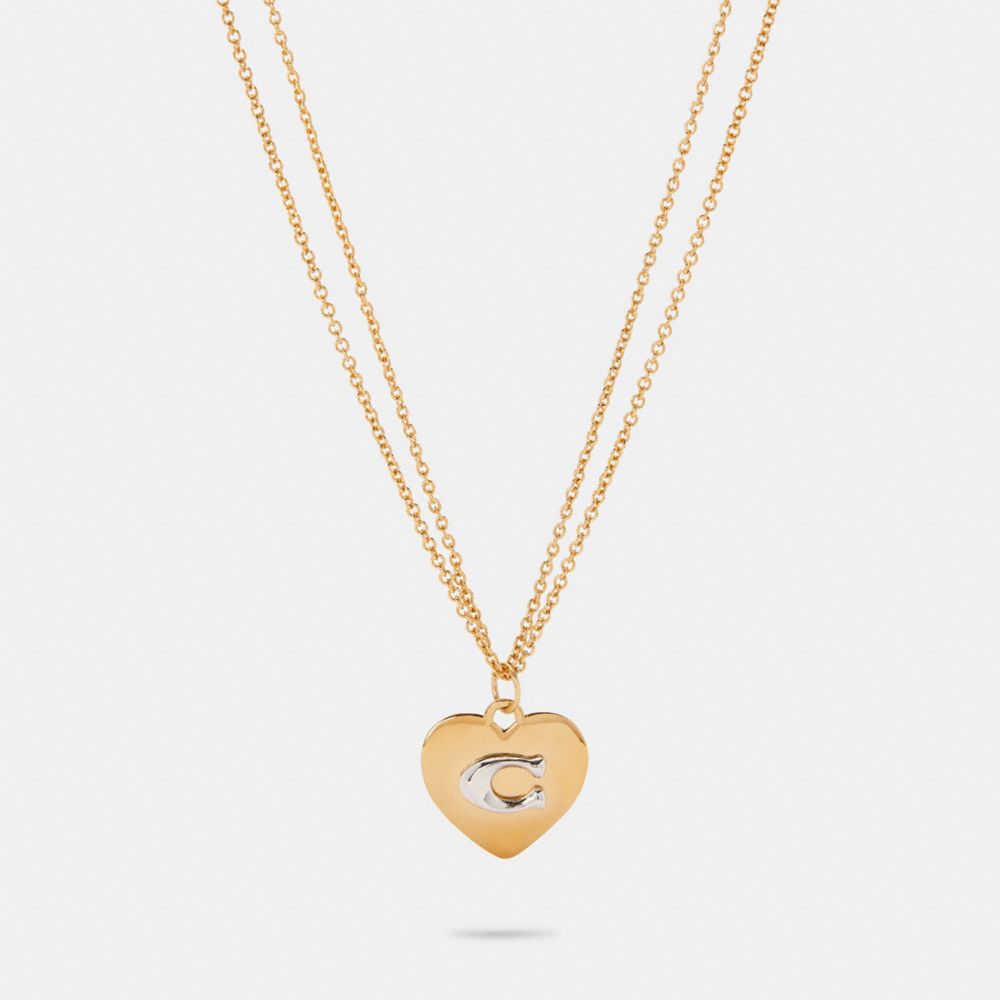 COACH 6063 Heart Pendant Necklace GD/SILVER
