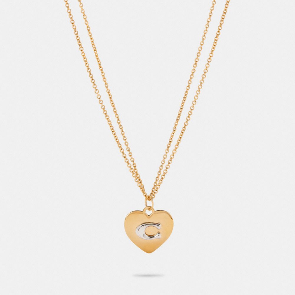 HEART PENDANT NECKLACE - GD/SILVER - COACH 6063