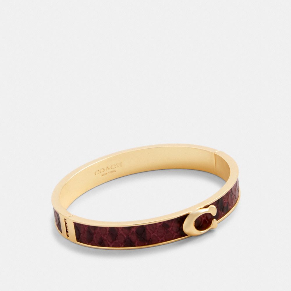 COACH 6107 Signature Hinged Bangle GD/WINE