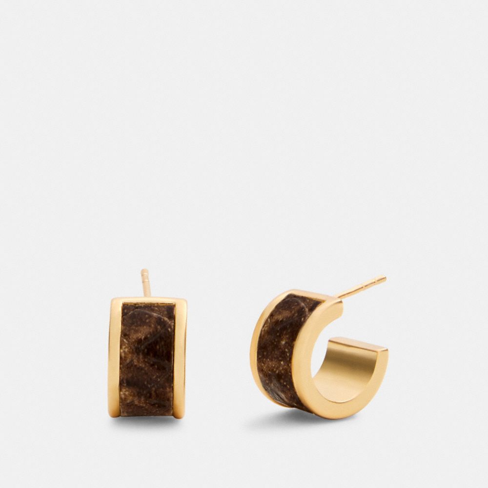 HUGGIE EARRINGS - GD/CHALK - COACH 6108