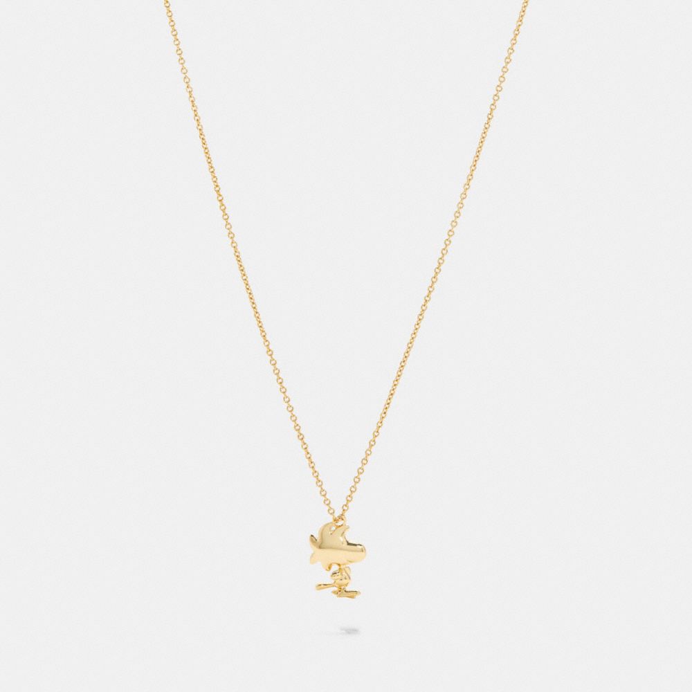 COACH X PEANUTS WOODSTOCK PENDANT NECKLACE - GOLD. - COACH 6122