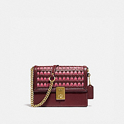 COACH Hutton Shoulder Bag With Weaving - BRASS/WINE MULTI - 613