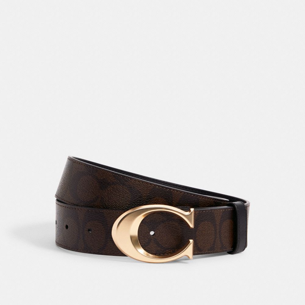 SIGNATURE BUCKLE BELT, 38MM - IM/CHESTNUT BLACK - COACH 6140