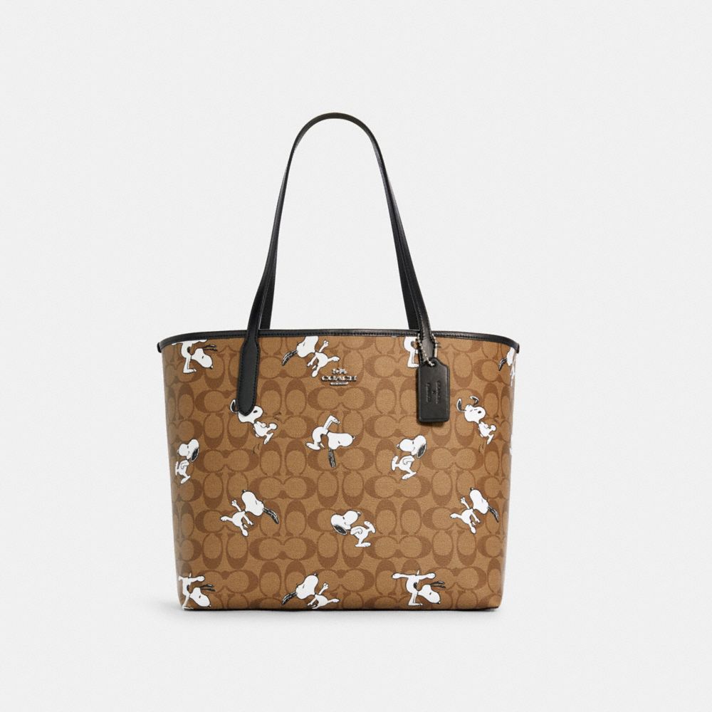 COACH 6160 - COACH X PEANUTS CITY TOTE IN SIGNATURE CANVAS WITH SNOOPY PRINT SV/KHAKI MULTI