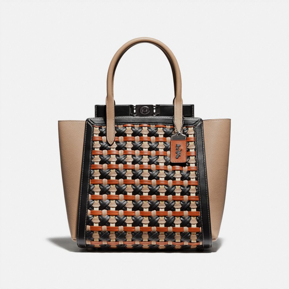 COACH 616 Troupe Tote With Weaving V5/BLACK MULTI