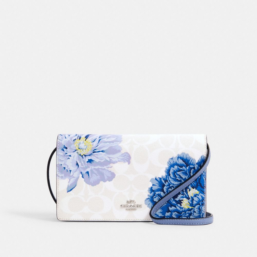 COACH 6217 - ANNA FOLDOVER CROSSBODY CLUTCH IN SIGNATURE CANVAS WITH KAFFE FASSETT PRINT SV/CHALK MULTI/PERIWINKLE