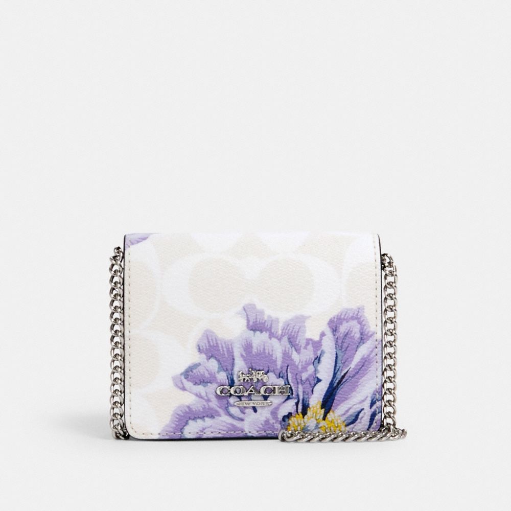 COACH 6262 MINI WALLET IN SIGNATURE CANVAS WITH KAFFE FASSETT PRINT SV/CHALK MULTI/PERIWINKLE