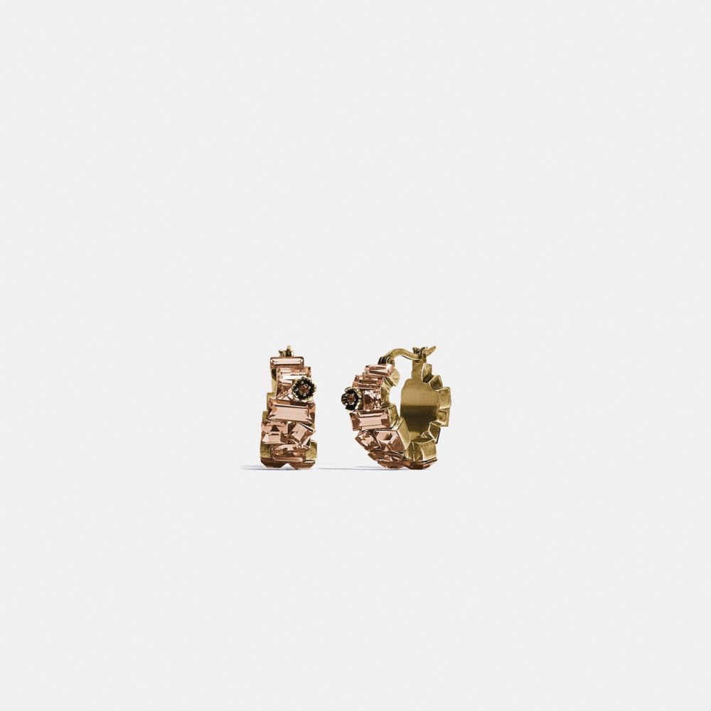 CRYSTAL TEA ROSE HUGGIE EARRINGS - GD/NEUTRAL - COACH 6300