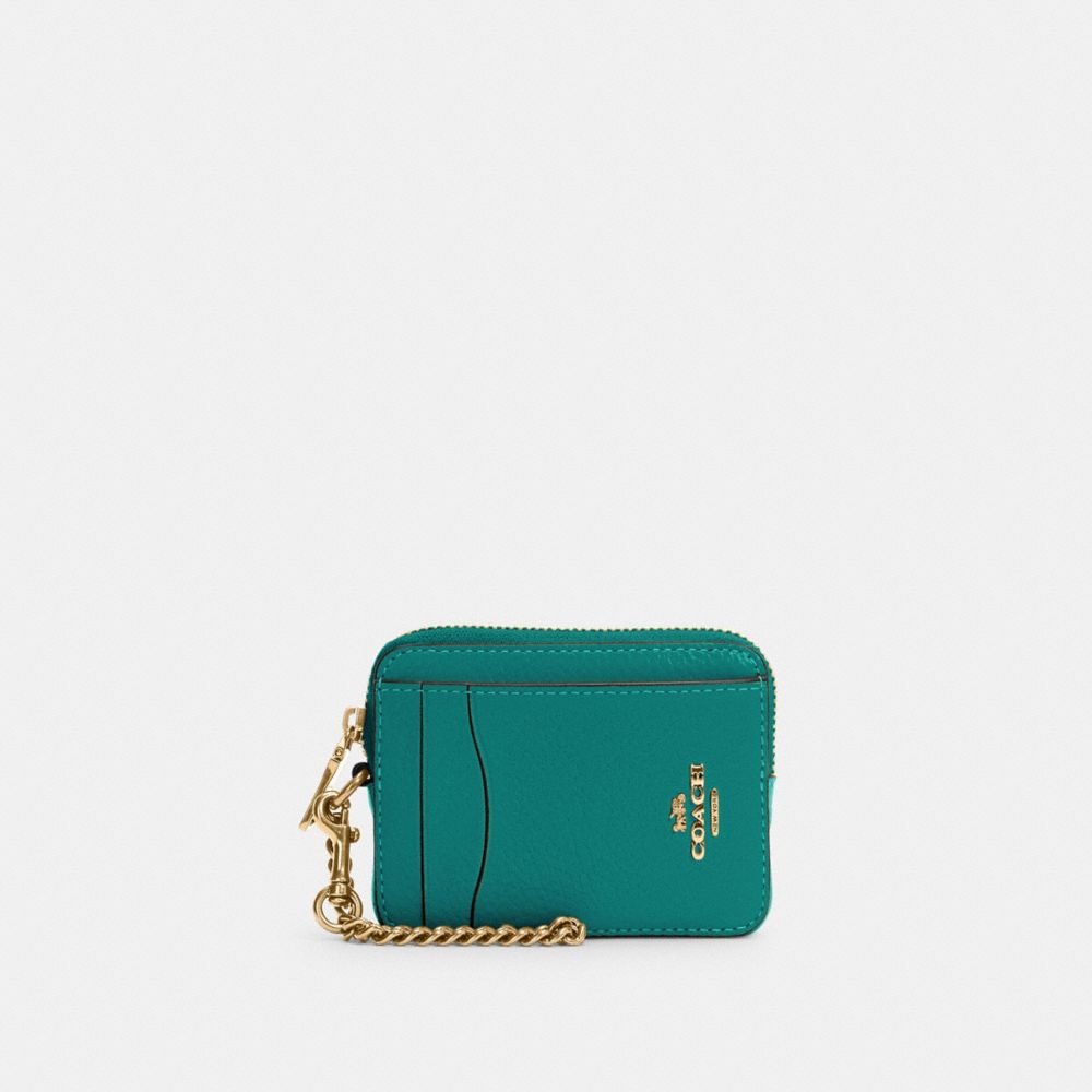 COACH ZIP CARD CASE - IM/BRIGHT JADE - 6303