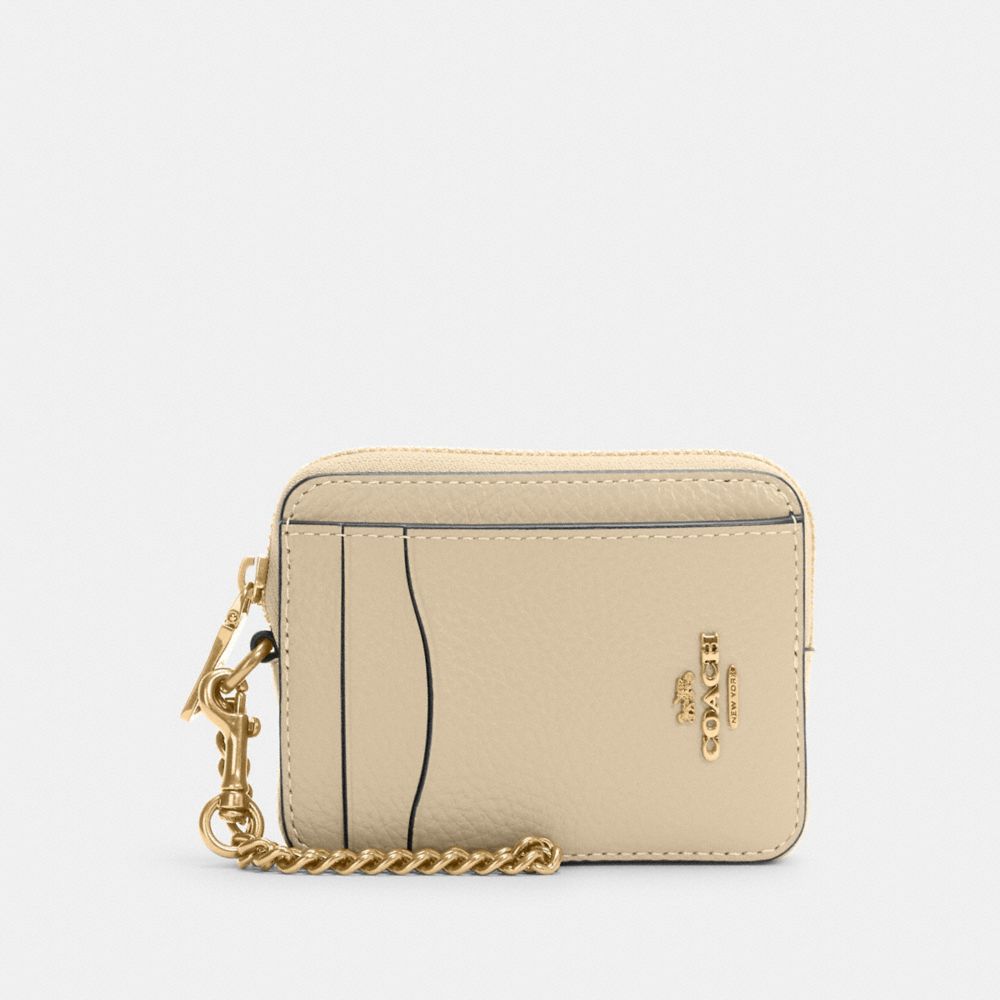 COACH 6303 Zip Card Case GOLD/IVORY