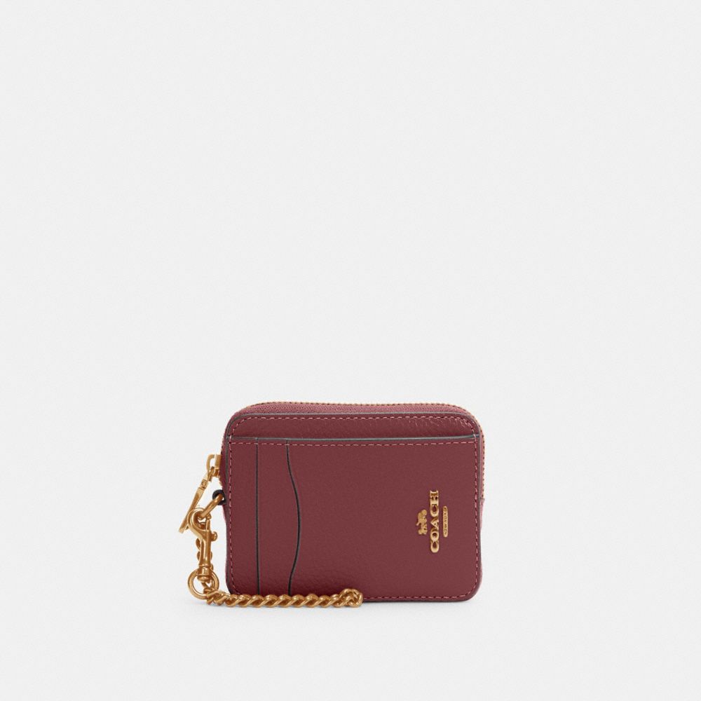 COACH ZIP CARD CASE - IM/VINTAGE MAUVE - 6303