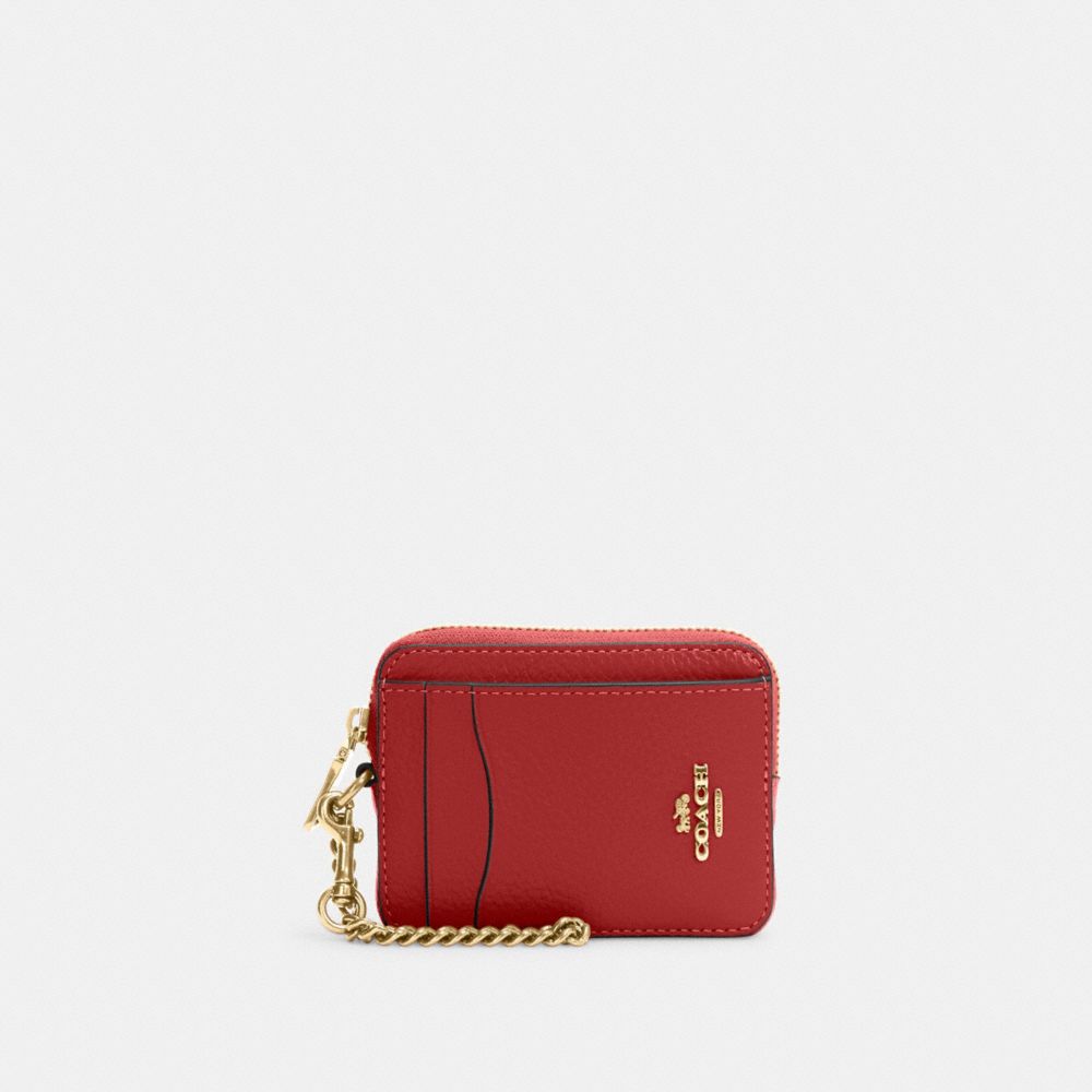 COACH 6303 Zip Card Case IM/Red Apple