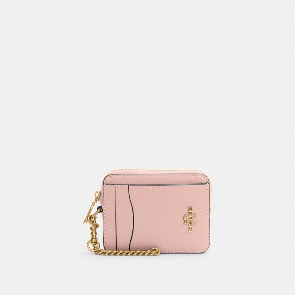 COACH 6303 Zip Card Case Gold/Powder Pink