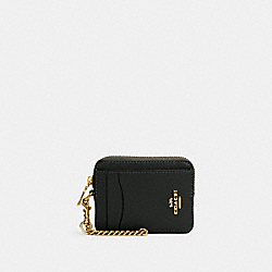 COACH 6303 Zip Card Case GOLD/AMAZON GREEN