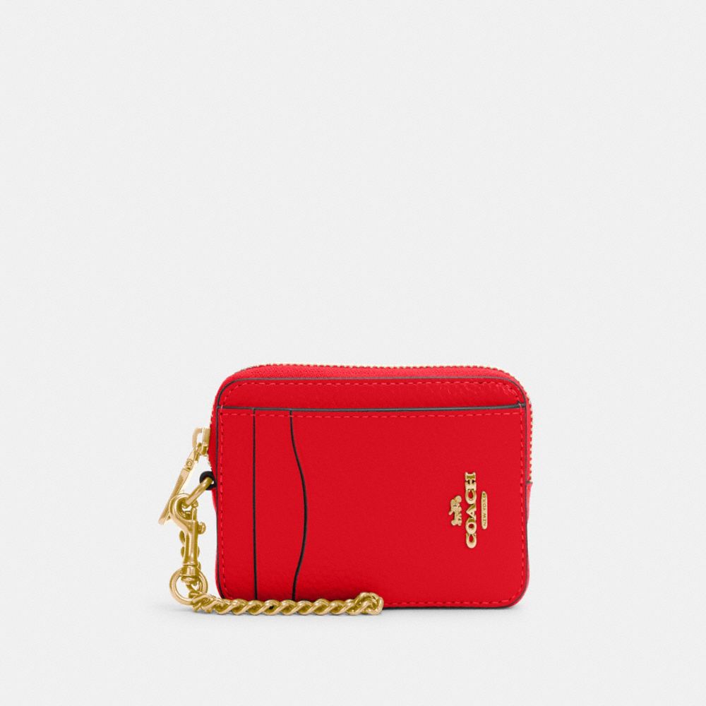 Zip Card Case - 6303 - GOLD/ELECTRIC RED