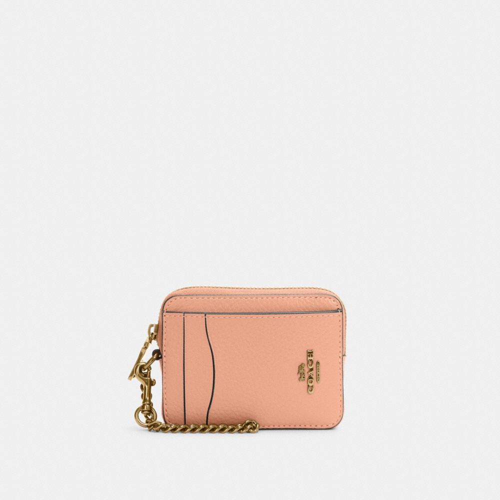 COACH 6303 - Zip Card Case GOLD/FADED BLUSH