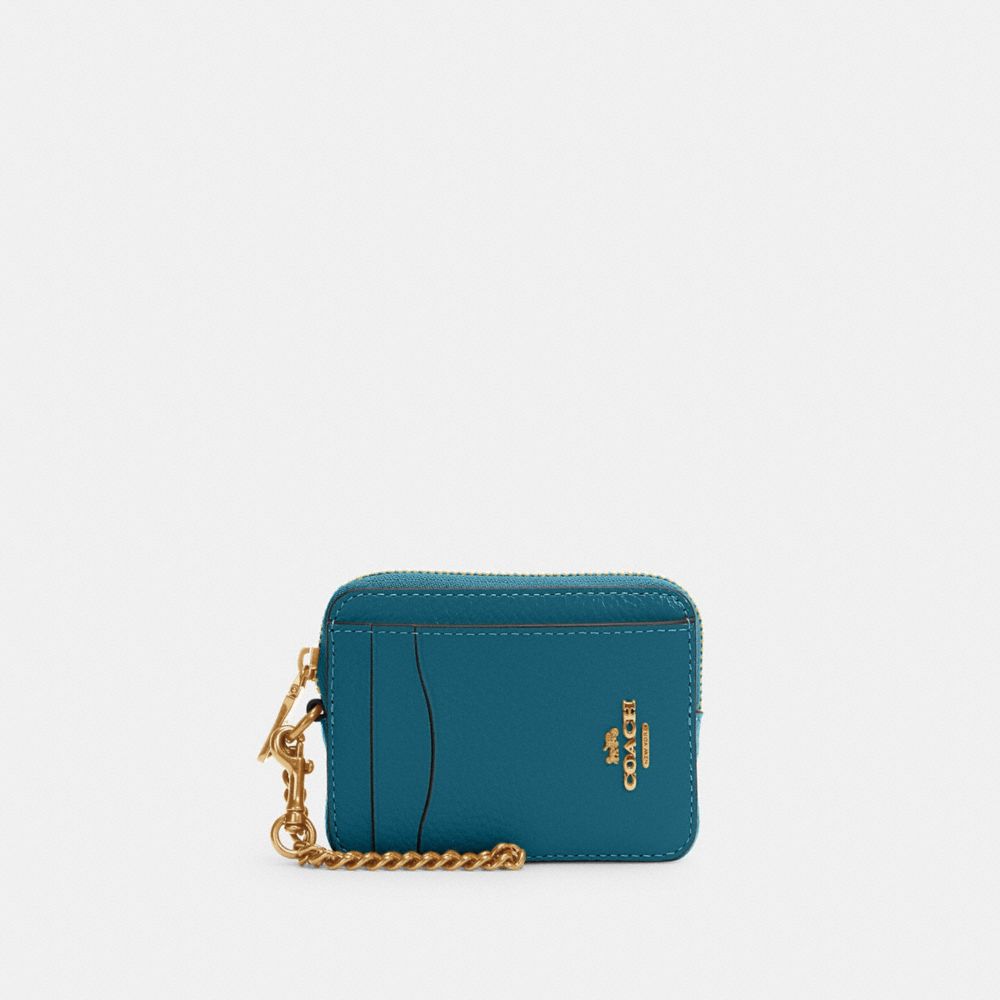 COACH ZIP CARD CASE - IM/TEAL INK - 6303