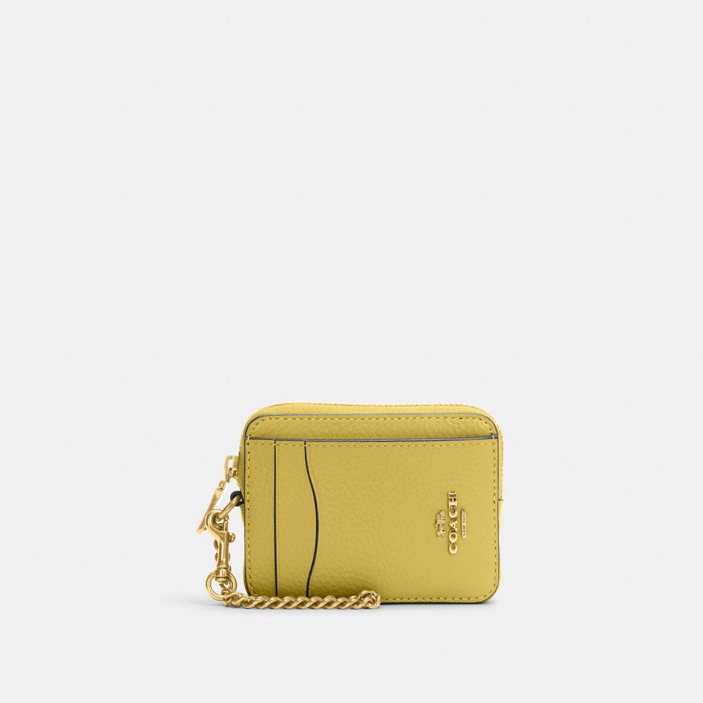 COACH 6303 Zip Card Case IM/CHARTREUSE