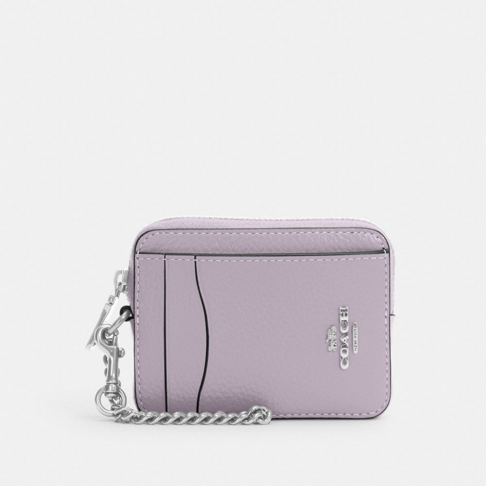 COACH 6303 Zip Card Case Silver/Mist