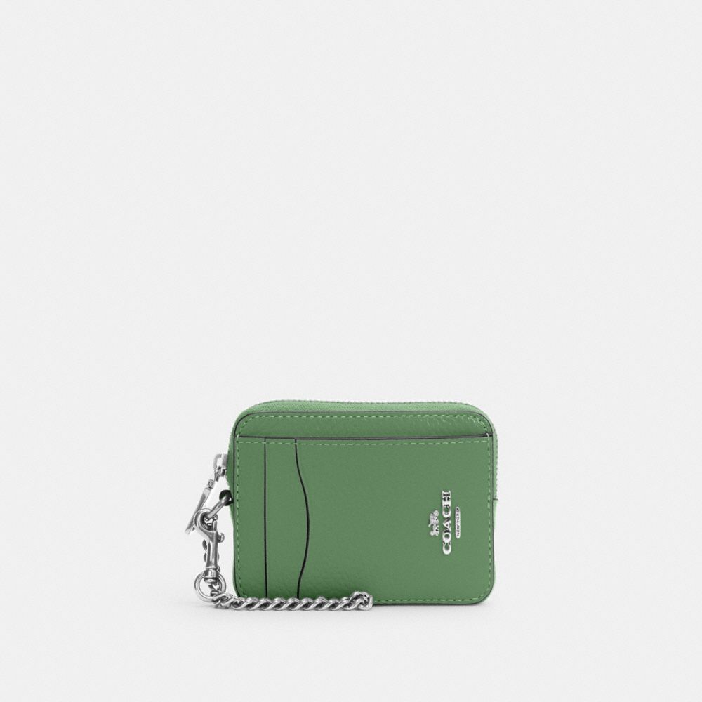 Zip Card Case - 6303 - Silver/Soft Green