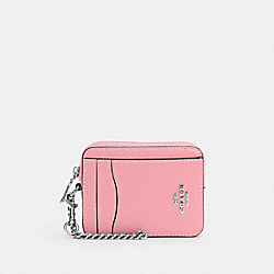 Zip Card Case - 6303 - Silver/Flower Pink