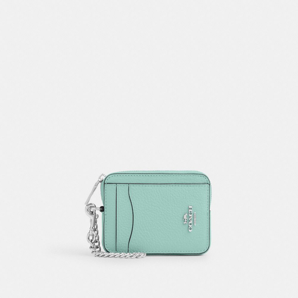 COACH 6303 Zip Card Case SV/FADED BLUE