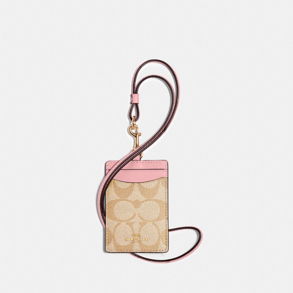 COACH 63274 - ID LANYARD IN SIGNATURE CANVAS IM/LIGHT KHAKI/BUBBLEGUM