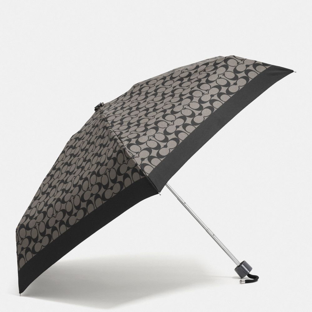 COACH SIGNATURE MINI UMBRELLA - SV/BLACK GREY/BLACK - 63365