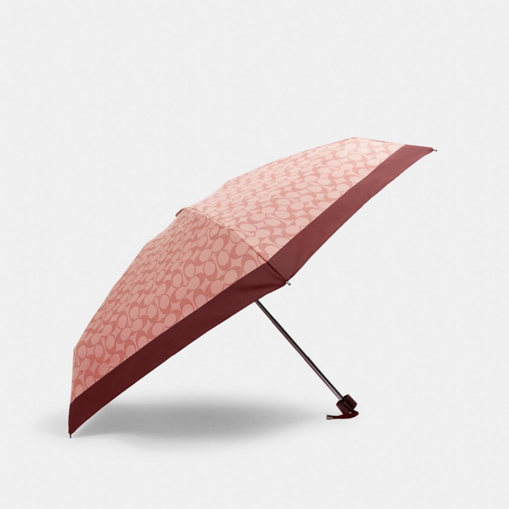 COACH SIGNATURE MINI UMBRELLA - SV/CANDY PINK - 63365