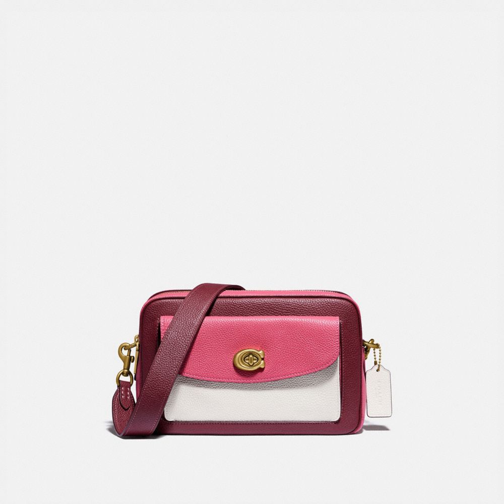 COACH 638 Cassie Camera Bag In Colorblock BRASS/CONFETTI PINK MULTI