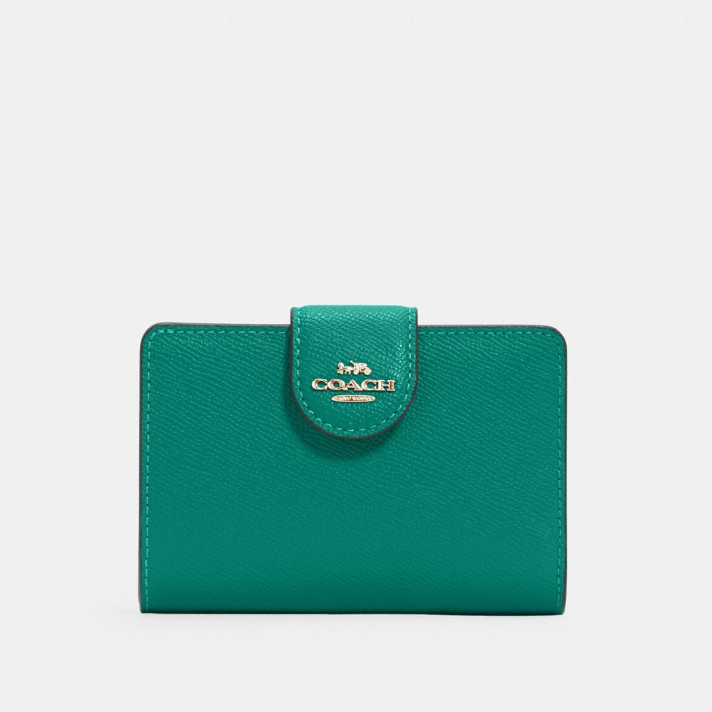 COACH 6390 - MEDIUM CORNER ZIP WALLET - IM/BRIGHT JADE | COACH NEW-ARRIVALS