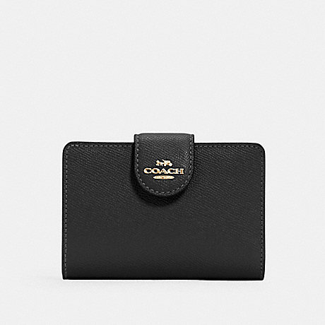 COACH Medium Corner Zip Wallet - GOLD/BLACK - 6390