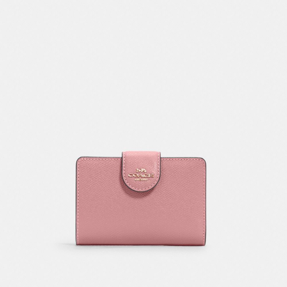 COACH Medium Corner Zip Wallet - GOLD/TRUE PINK - 6390