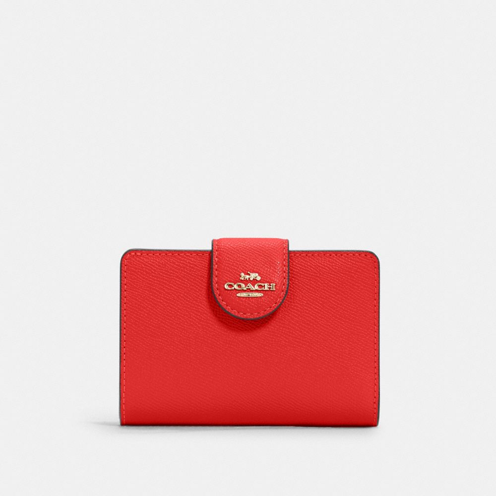 COACH 6390 Medium Corner Zip Wallet IM/MIAMI RED