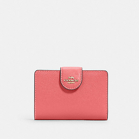 COACH 6390 Medium Corner Zip Wallet Gold/Pink-Lemonade
