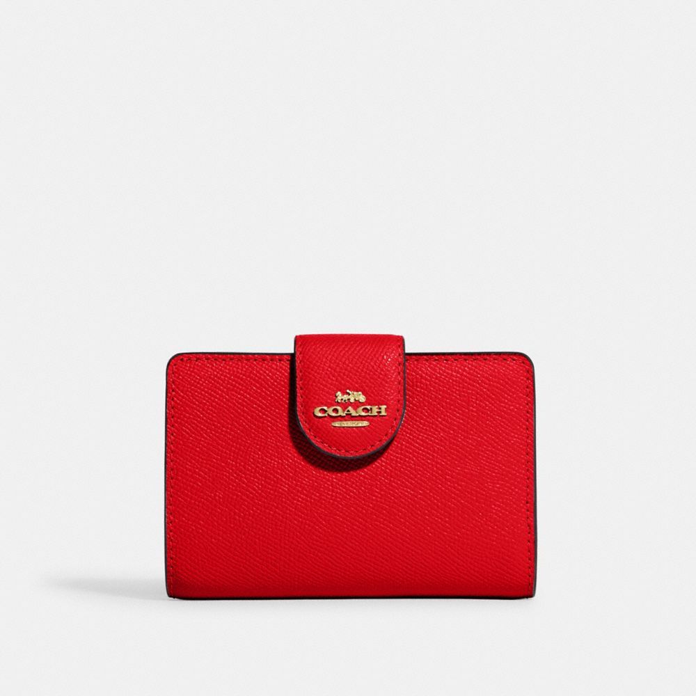 Medium Corner Zip Wallet - 6390 - Gold/Electric Red