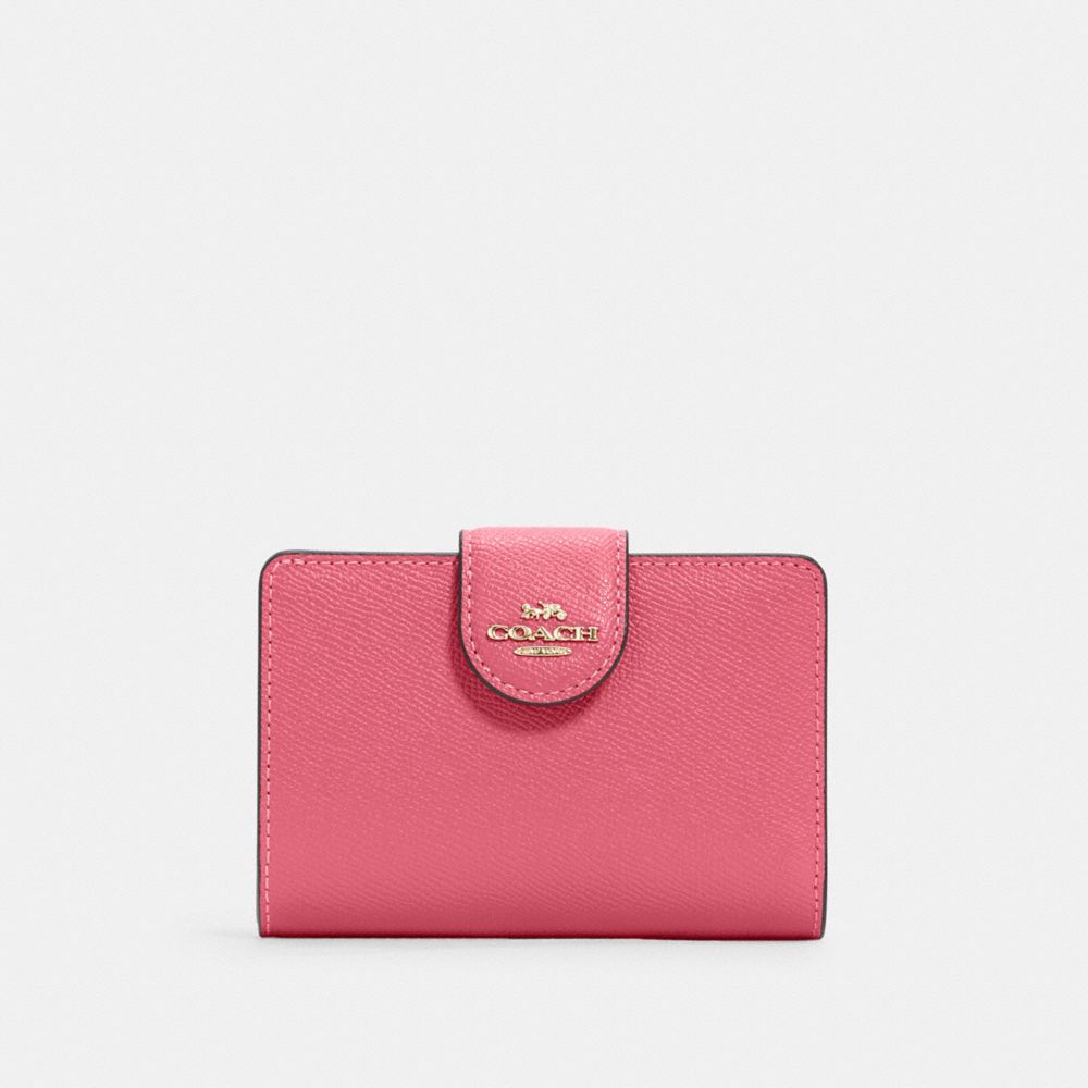 COACH 6390 Medium Corner Zip Wallet Gold/WATERMELON