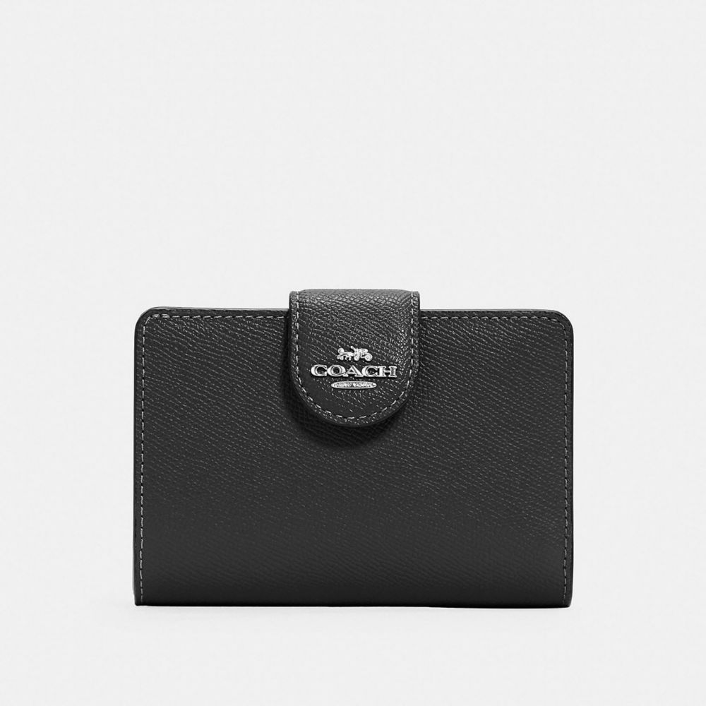 COACH 6390 Medium Corner Zip Wallet SV/BLACK