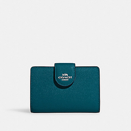 COACH 6390 Medium Corner Zip Wallet SV/Deep-Turquoise