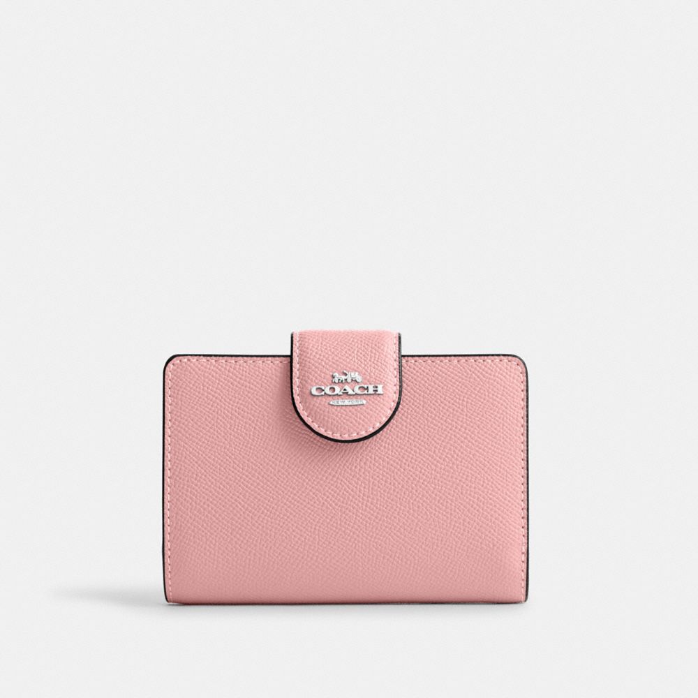 COACH 6390 Medium Corner Zip Wallet Silver/Light Blush