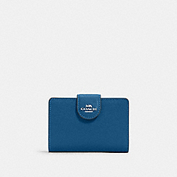 COACH 6390 Medium Corner Zip Wallet SILVER/VIVID BLUE
