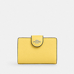 Medium Corner Zip Wallet - 6390 - Silver/Retro Yellow