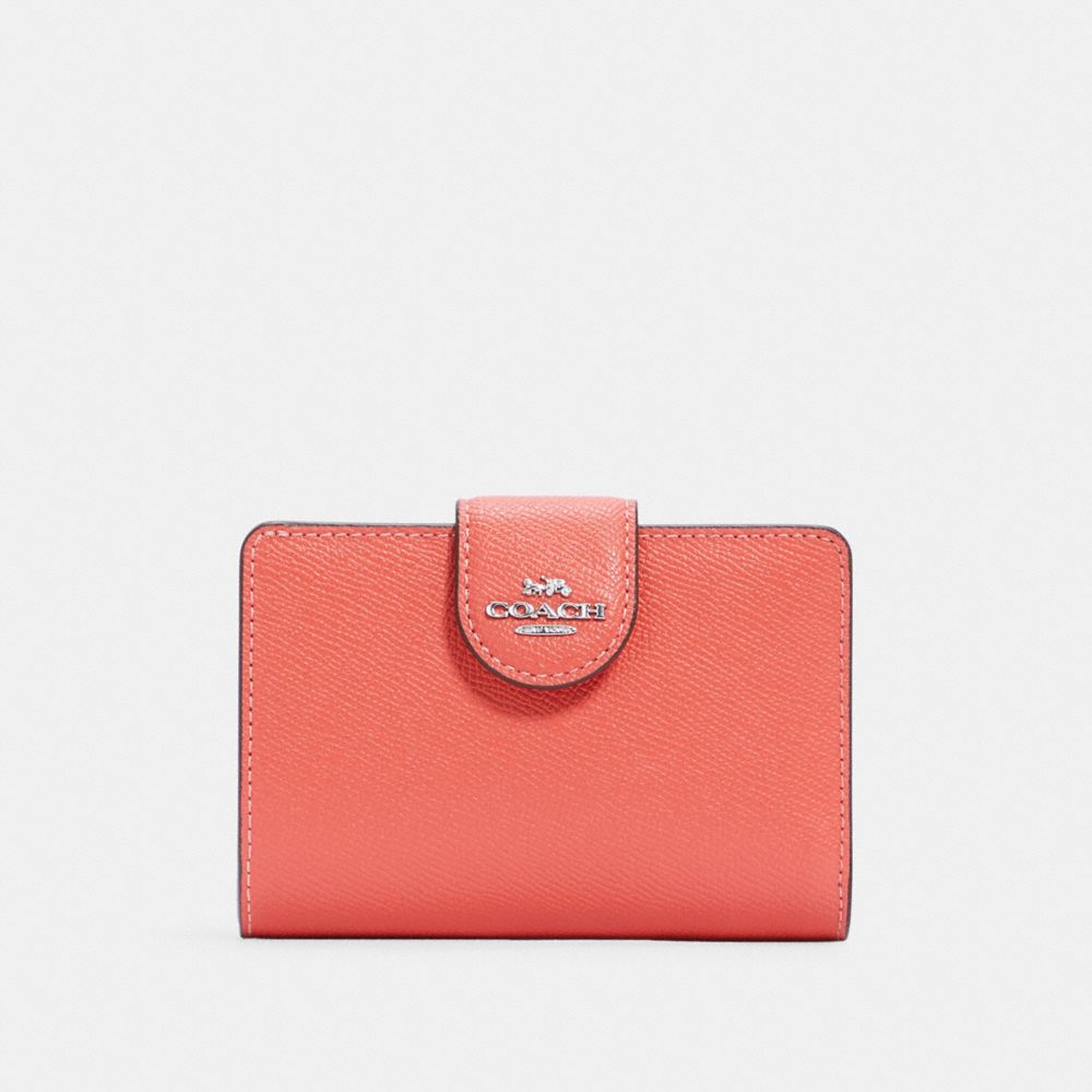 COACH 6390 Medium Corner Zip Wallet SV/TANGERINE