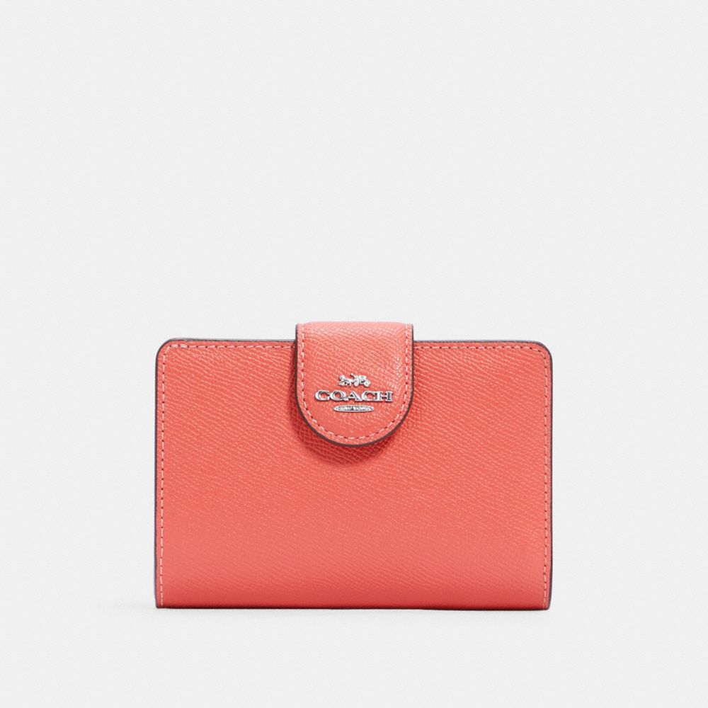 COACH 6390 - MEDIUM CORNER ZIP WALLET SV/TANGERINE