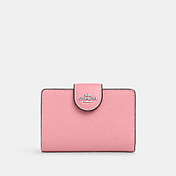 Medium Corner Zip Wallet - 6390 - Silver/Flower Pink