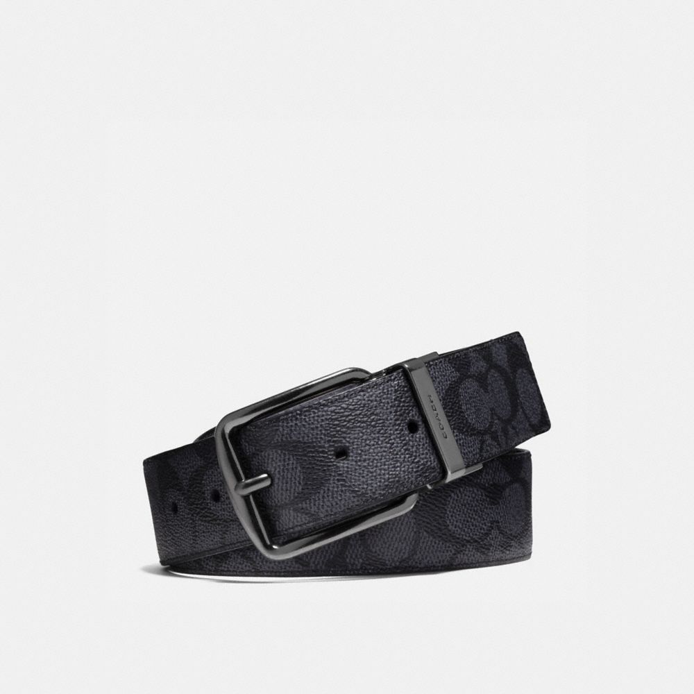 COACH 64077 Harness Buckle Cut To Size Reversible Belt, 38 Mm Charcoal/Black